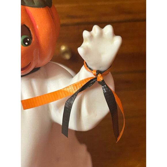 Vtg 1995 New Holland Pumpkin Faced Ghost Planter Candle  Holder Ceramic - Picture 7 of 12